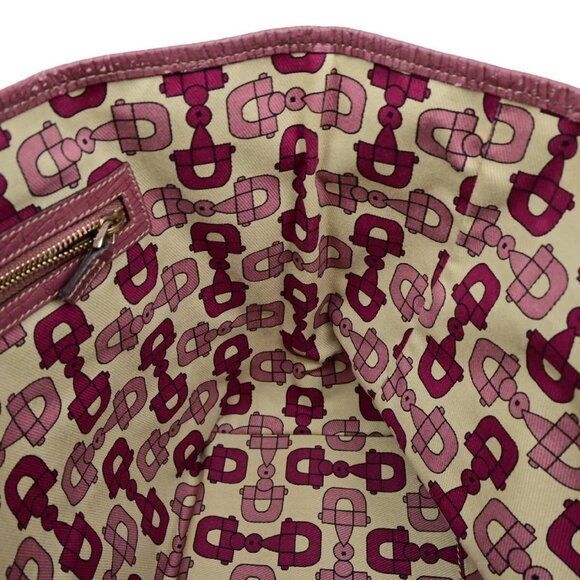 GUCCI Logo GG Pattern Shoulder Tote Bag Canvas Leather Brown Pink Italy - Picture 5 of 16